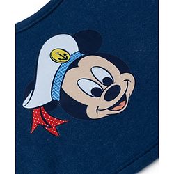 Babyhug Disney Mickey Sailor Print Premium Bibs Pack of 2 - White & Navy| Soft & Skin Friendly| Absorbent Material| Feeding & Drool Protection| Machine Washable| Easy Velcro Closure