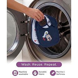 Babyhug Disney Mickey Sailor Print Premium Bibs Pack of 2 - Blue & Navy| Soft & Skin Friendly| Absorbent Material| Feeding & Drool Protection| Machine Washable| Easy Velcro Closure