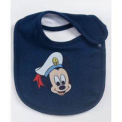 Babyhug Disney Mickey Sailor Print Premium Bibs Pack of 2 - Blue & Navy| Soft & Skin Friendly| Absorbent Material| Feeding & Drool Protection| Machine Washable| Easy Velcro Closure