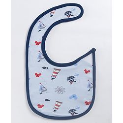 Babyhug Disney Mickey Sailor Print Premium Bibs Pack of 2 - Blue & Navy| Soft & Skin Friendly| Absorbent Material| Feeding & Drool Protection| Machine Washable| Easy Velcro Closure