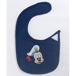 Babyhug Disney Mickey Sailor Print Premium Bibs Pack of 2 - Blue & Navy| Soft & Skin Friendly| Absorbent Material| Feeding & Drool Protection| Machine Washable| Easy Velcro Closure
