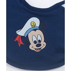Babyhug Disney Mickey Sailor Print Premium Bibs Pack of 2 - Blue & Navy| Soft & Skin Friendly| Absorbent Material| Feeding & Drool Protection| Machine Washable| Easy Velcro Closure