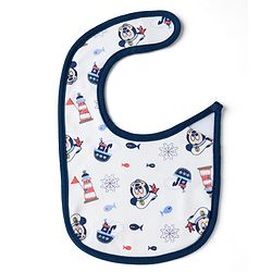 Babyhug Disney Mickey Sailor Print Premium Bibs Pack of 3 - White, Blue & Navy| Soft & Skin Friendly| Absorbent Material| Feeding & Drool Protection| Machine Washable| Easy Velcro Closure
