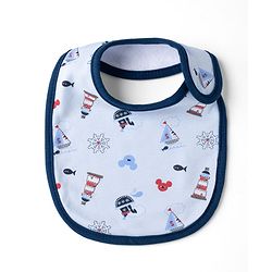 Babyhug Disney Mickey Sailor Print Premium Bibs Pack of 3 - White, Blue & Navy| Soft & Skin Friendly| Absorbent Material| Feeding & Drool Protection| Machine Washable| Easy Velcro Closure