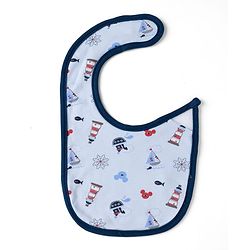 Babyhug Disney Mickey Sailor Print Premium Bibs Pack of 3 - White, Blue & Navy| Soft & Skin Friendly| Absorbent Material| Feeding & Drool Protection| Machine Washable| Easy Velcro Closure