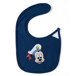 Babyhug Disney Mickey Sailor Print Premium Bibs Pack of 3 - White, Blue & Navy| Soft & Skin Friendly| Absorbent Material| Feeding & Drool Protection| Machine Washable| Easy Velcro Closure