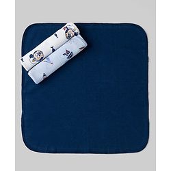 Babyhug Disney Premium Wash Cloths Pack of 3 Sailor Mickey Print - White, Blue & Navy| Soft & Gentle| Highly Absorbent| Multipurpose Baby Care Essential| Machine Washable| Soft & Breathable
