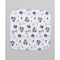 Babyhug Disney Premium Wash Cloths Pack of 3 Sailor Mickey Print - White, Blue & Navy| Soft & Gentle| Highly Absorbent| Multipurpose Baby Care Essential| Machine Washable| Soft & Breathable
