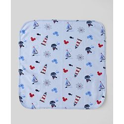 Babyhug Disney Premium Wash Cloths Pack of 3 Sailor Mickey Print - White, Blue & Navy| Soft & Gentle| Highly Absorbent| Multipurpose Baby Care Essential| Machine Washable| Soft & Breathable