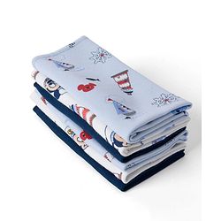 Babyhug Disney Mickey Sailor Print Premium Wash Cloths Pack of 6 - White, Blue & Navy| Soft & Gentle| Highly Absorbent| Multipurpose Baby Care Essential| Machine Washable