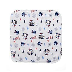 Babyhug Disney Mickey Sailor Print Premium Wash Cloths Pack of 6 - White, Blue & Navy| Soft & Gentle| Highly Absorbent| Multipurpose Baby Care Essential| Machine Washable