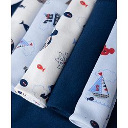 Babyhug Disney Mickey Sailor Print Premium Wash Cloths Pack of 6 - White, Blue & Navy| Soft & Gentle| Highly Absorbent| Multipurpose Baby Care Essential| Machine Washable