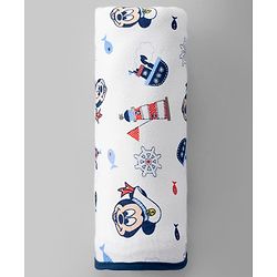Babyhug Disney Mickey Sailor Print Premium Cotton Wrappers Pack of 3 - White, Blue & Navy| Soft & Breathable| Lightweight | Multi-Purpose Baby Wrapper| 0-12 Months| Travel Friendly