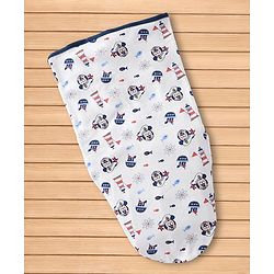 Babyhug Disney Sailor Mickey Premium Swaddle Pack of 2 - Navy & White Soft & Skin Friendly Cotton Velcro Closure| Newborn Baby Wrapper  0 to 6 Months Prevents Startling Reflex Travel Friendly