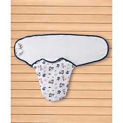Babyhug Disney Sailor Mickey Premium Swaddle Pack of 2 - Navy & White Soft & Skin Friendly Cotton Velcro Closure| Newborn Baby Wrapper  0 to 6 Months Prevents Startling Reflex Travel Friendly
