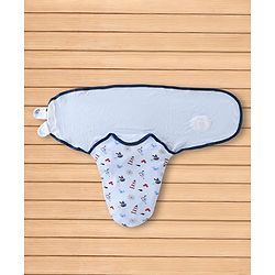 Babyhug Disney Sailor Mickey Premium Swaddle Wrapper Pack of 2 - Navy Blue Soft & Skin Friendly Cotton Velcro Closure Newborn Baby Wrapper 0 to 6 Months Prevents Startling Reflex| Trave Friendly