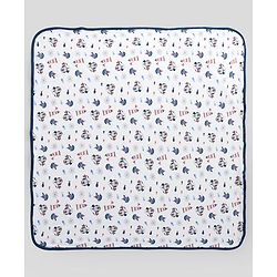 Babyhug Disney Mickey Sailor Print Premium Hooded Wrapper - White| 100% Interlock Cotton| Soft & Breathable| Lightweight & Skin Friendly| 0-6 Months| Prevents Startling Reflex| Travel Friendly