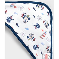 Babyhug Disney Mickey Sailor Print Premium Hooded Wrapper - White| 100% Interlock Cotton| Soft & Breathable| Lightweight & Skin Friendly| 0-6 Months| Prevents Startling Reflex| Travel Friendly