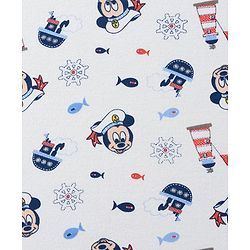 Babyhug Disney Mickey Sailor Print Premium Hooded Wrapper - White| 100% Interlock Cotton| Soft & Breathable| Lightweight & Skin Friendly| 0-6 Months| Prevents Startling Reflex| Travel Friendly
