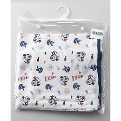 Babyhug Disney Mickey Sailor Print Premium Hooded Wrapper - White| 100% Interlock Cotton| Soft & Breathable| Lightweight & Skin Friendly| 0-6 Months| Prevents Startling Reflex| Travel Friendly