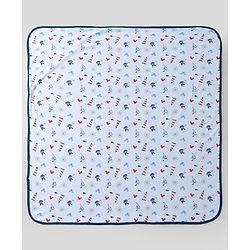 Babyhug Disney Mickey Sailor Print Premium Hooded Wrapper - Blue| 100% Interlock Cotton| Soft & Breathable| Lightweight & Skin Friendly| 0-6 Months| Prevents Startling Reflex| Travel Friendly