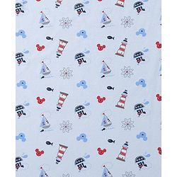 Babyhug Disney Mickey Sailor Print Premium Hooded Wrapper - Blue| 100% Interlock Cotton| Soft & Breathable| Lightweight & Skin Friendly| 0-6 Months| Prevents Startling Reflex| Travel Friendly