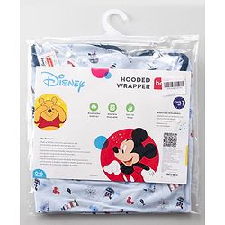 Babyhug Disney Mickey Sailor Print Premium Hooded Wrapper - Blue| 100% Interlock Cotton| Soft & Breathable| Lightweight & Skin Friendly| 0-6 Months| Prevents Startling Reflex| Travel Friendly