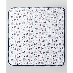 Babyhug Disney Mickey Sailor Print Premium Hooded Wrapper Pack of 2 - White & Navy| Newborn Essential|100% Interlock Cotton|Breathable Lightweight & Skin Friendly|0-6 Months| Prevents Startling Reflex