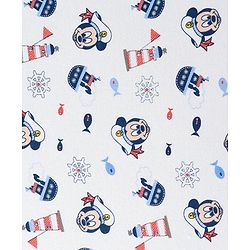 Babyhug Disney Mickey Sailor Print Premium Hooded Wrapper Pack of 2 - White & Navy| Newborn Essential|100% Interlock Cotton|Breathable Lightweight & Skin Friendly|0-6 Months| Prevents Startling Reflex
