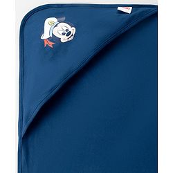 Babyhug Disney Mickey Sailor Print Premium Hooded Wrapper Pack of 2 - White & Navy| Newborn Essential|100% Interlock Cotton|Breathable Lightweight & Skin Friendly|0-6 Months| Prevents Startling Reflex