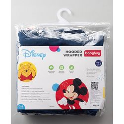 Babyhug Disney Mickey Sailor Print Premium Hooded Wrapper Pack of 2 - White & Navy| Newborn Essential|100% Interlock Cotton|Breathable Lightweight & Skin Friendly|0-6 Months| Prevents Startling Reflex
