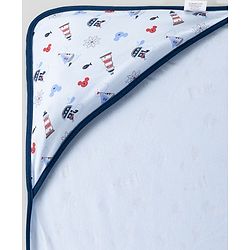 Babyhug Disney Mickey Sailor Print Premium Hooded Wrapper Pack of 2 - Blue & Navy| Newborn Essential| 100% Interlock Cotton|Breathable Lightweight & Skin Friendly|0-6 Months| Prevents Startling Reflex