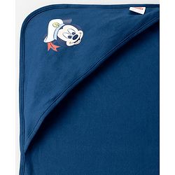 Babyhug Disney Mickey Sailor Print Premium Hooded Wrapper Pack of 2 - Blue & Navy| Newborn Essential| 100% Interlock Cotton|Breathable Lightweight & Skin Friendly|0-6 Months| Prevents Startling Reflex