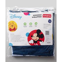 Babyhug Disney Mickey Sailor Print Premium Hooded Wrapper Pack of 2 - Blue & Navy| Newborn Essential| 100% Interlock Cotton|Breathable Lightweight & Skin Friendly|0-6 Months| Prevents Startling Reflex
