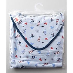 Babyhug Disney Mickey Sailor Print Premium Hooded Wrapper Pack of 2 - Blue & Navy| Newborn Essential| 100% Interlock Cotton|Breathable Lightweight & Skin Friendly|0-6 Months| Prevents Startling Reflex