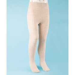 Cute Walk by Babyhug Cotton Knit Anti Bacterial Solid Footed Tights - Beige