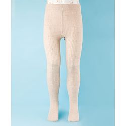 Cute Walk by Babyhug Cotton Knit Anti Bacterial Solid Footed Tights - Beige
