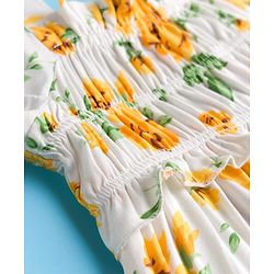 Babyhug Rayon Woven Half Sleeves Top With Floral Print - White