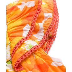 Babyhug Rayon Woven Half Sleeves Top With Floral Print - Orange