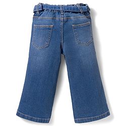 Babyhug Full Length Denim Jeans with Stretch Belt & Floral Embroidery - Blue