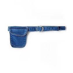 Babyhug Full Length Denim Jeans with Stretch Belt & Floral Embroidery - Blue
