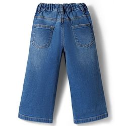 Babyhug Full Length Denim Jeans with Stretch Belt & Floral Embroidery - Blue