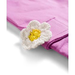 Babyhug Cotton Looper Knit Full Length Lounge Pant with Floral Applique - Pink