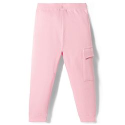 Babyhug Cotton Looper Knit Full Length Lounge Pant With Text Print - Pink