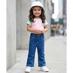 Babyhug Denim Embellished Full Length Jeans With Stretch - Jeans