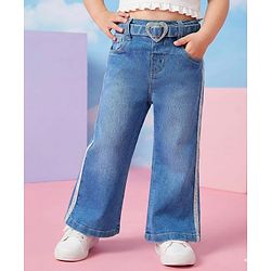 Babyhug Denim Full Length Washed Jeans With Stretch - Blue