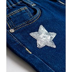 Babyhug Full Length Denim Jeans with Sequin Detailing - Blue