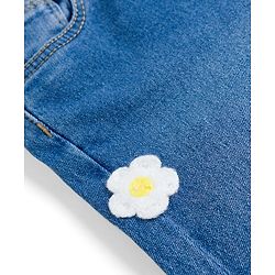 Babyhug Full Length Denim Jeans with Stretch & Floral Embroidery - Blue
