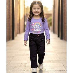 Babyhug Denim Full Length Washed Jeans With Stretch - Black