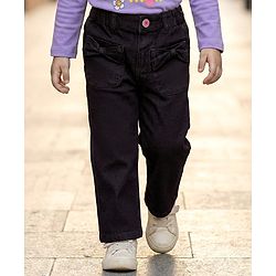 Babyhug Denim Full Length Washed Jeans With Stretch - Black